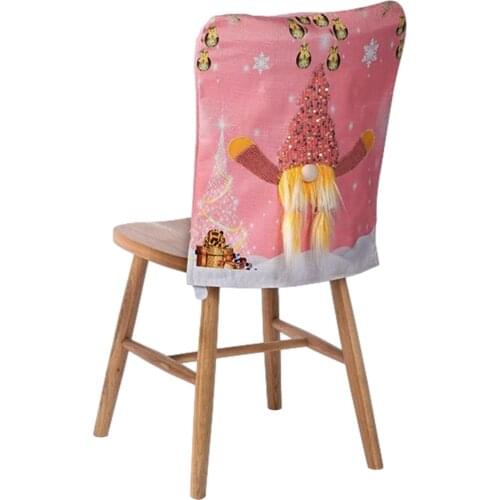 Christmas Chair Cover Luminated Pink Covering For Chair Santa Printed Linen Table Chairs Slip Cover For Garden Kitchen Very Well