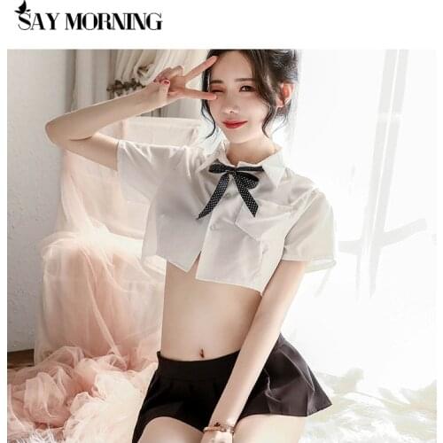 SAY MORNING Sexy Skirt Erotic Costumes Sex Play Student Uniforms Japanese Lingerie Erotic Cosplay Sexy Miniskirt School Uniform
