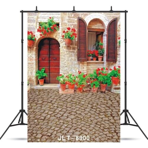 Vinyl Photographic Background Customized Potted Plant House Door For Wedding Baby Shower Portrait Backdrop Photocall Studio