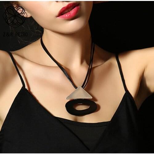 Vintage Necklaces Triangle And Round Simple Geometric Necklaces Female Christmas Jewelry Big Chain Statement Necklaces Pendants