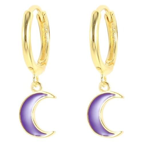 Enamel Star Moon Earrings For Women 925 Silver Earring 2021 Trend Round Hoop Earring Jewelry Drip Oil Pendientes Party Aretes