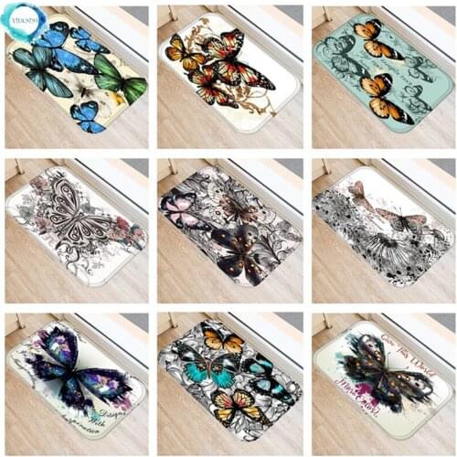 1PC 40x60cm Butterfly Print Kitchen Mat Non Slip Area Rug Modern Living Room Bathroom Nordic Carpet Doormat Hallway Bath Mat