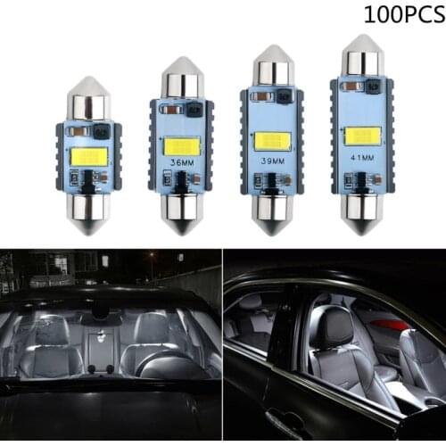 100PCS C5W C10W 31mm/36mm/39mm/41mm LED Bulb Canbus 3570 Chip Interior Dome Lamp Reading License Plate Lights White IC 12-24V