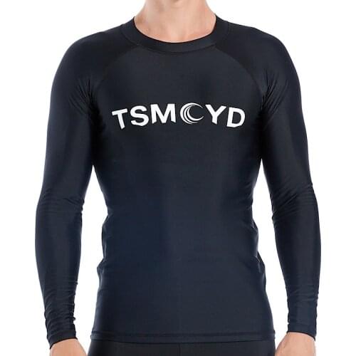 2021 Surf Shirt Rash Guard Men UPF 50+ Long Sleeve Splice UV Sun Protection Basic Skins Surfing Diving Swimming T Shirt Black