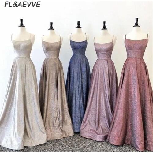 2021 Sequins Evening Dress Long Spaghetti Straps V Neck Corset Backless Floor Length Evening Prom Party Dresses