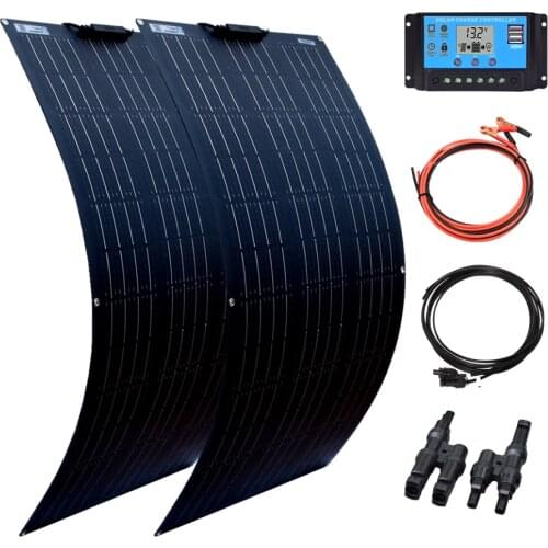 300W 200W 100W Solar Panel Kit 18V High Efficiency Monocrystalline Solar Panels Flexible Solares Paneles 12V 24V Battery Charger