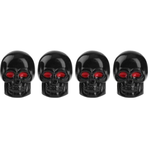 4pcs Universal Black Skull Car Auto Wheel Tire Tyre Valve Stem Caps Motorcycle Dust Covers Car Styling Decoration Accessories