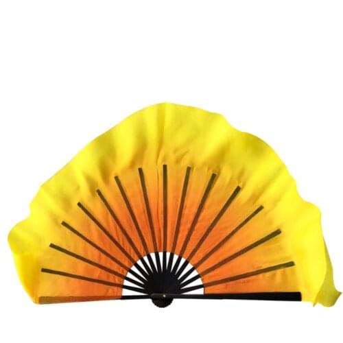 41cm Length Real Silk Folk Dance Fan Pair Girls Women Half Circle Bamboo Folding Yangko Dance Fan Stage Performance Props