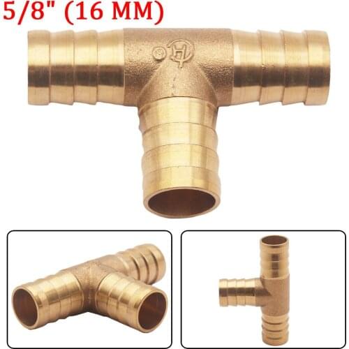 5/8" 16mm CAR HOSE BARB TEE Brass Pipe 3 WAY T Fitting Thread Gas Fuel Water Air breathing valves