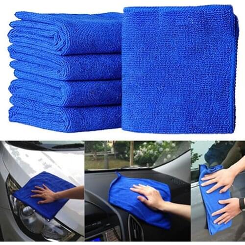 5Pcs Blue Soft Absorbent Wash Cloth Car Auto Care Microfiber Cleaning Towels