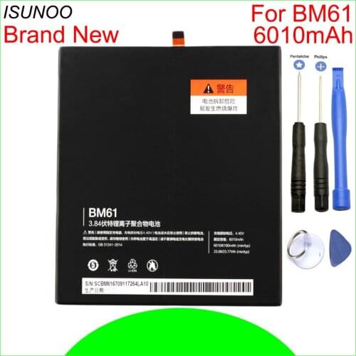 ISUNOO 6010mAh BM61 Battery For Xiaomi Pad 2 Mipad 2 Millent flat 2 BM 61 Batterie Cell Mobile Phone Batteries With Repair Tools