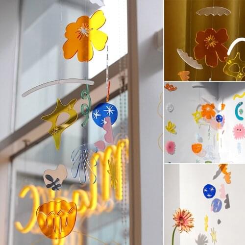 Acrylic Piece Wind Chime Colorful Cute Pendant Nordic Geometric Hanging Decor For Outdoor Window Garden carrillon de viento