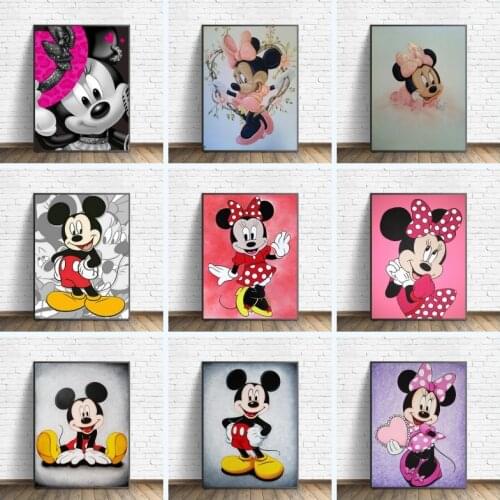 5D Diamond Embroidery Disney Cartoon Mickey Mouse Mickey and Minnie Diamond Painting Mosaic Rhinestones Pictures Home Decoration