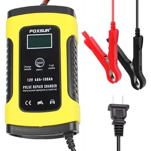 12V 5A Motorcycle & Car Battery Pulse Repair Charger with LCD Display, Full Automatic Car AGM GEL WET Lead Acid Battery Charger