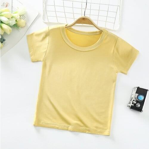2021 New Childrens Baby Cotton T-shirt Short Sleeve Candy Color Boys Girls T-shirt Tops Tees Kids Clothes Summer Baby Clothing