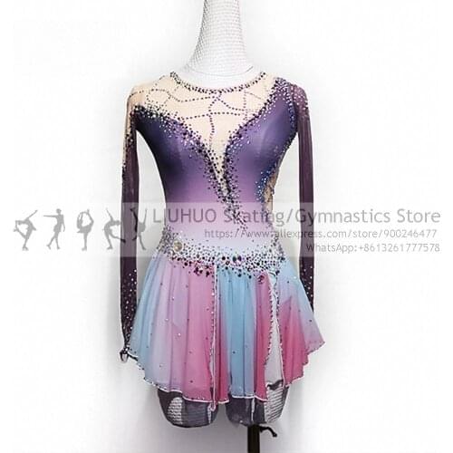 Ice Skating Dresses Children Graceful Elegant Quality Rhinestones Figure Skating Dresses For Competition ballroom dress