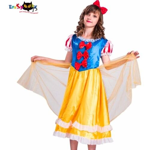 Eraspooky costume for kids princess snow white costume for girls Children Birthday Party Dress With Head Band Halloween Costumes