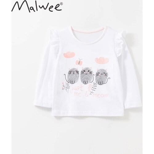 2-8 Years Girls Long Sleeve Tshirts Kids Autumn Clothes Casual Regular Cotton Tops for Girl Toddler Baby Cartoon Print T Shirt