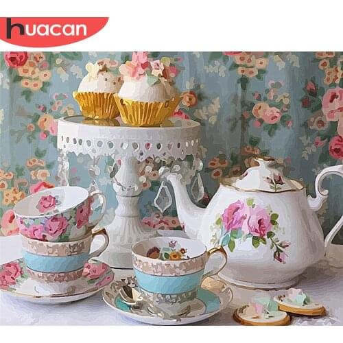 HUACAN Paint By Number Cup Drawing On Canvas Hand Painted Paintings Art Gift DIY Pictures By Numbers Food Kits Home Decor