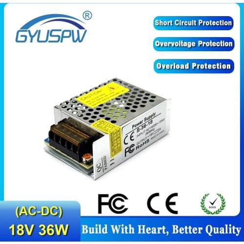 DC Power Supply 18V 2A 36W Driver Converter Adapter Transformers 110V 220V AC To DC18V SMPS For CNC Led Lighting lamp CCTV Motor