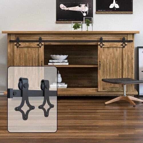 JACHOR 24'' to 72'' Diamond Shape Mini Sliding Door Hardware Cabinet Hanging System Furniture Hardware for Double Door