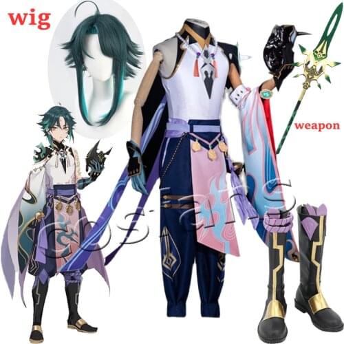 Anime Genshin Impact Xiao Cosplay Costume Game Suit Uniform Halloween Party Outfit For Women Men Wig Shoes Kimono Uniform