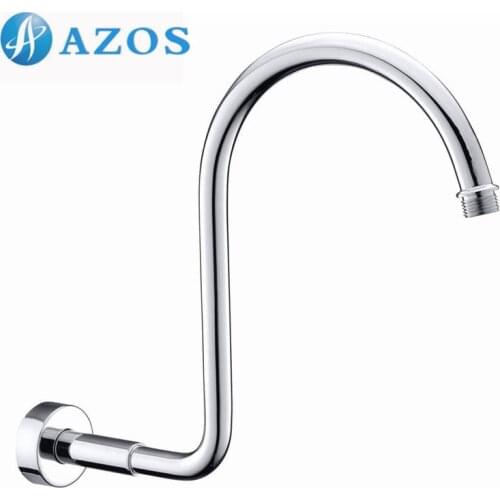 Brass Shower Arm with Flange 13.8-Inch Reach Bathroom Showering System Replacement Part 1/2-Inch IPS Polished Chrome SA002