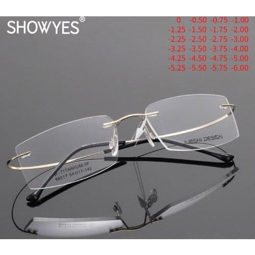 Lightness Rimless Men Myopia Glasses High Clear Lens Frameless Customized Cylinder Prescription Eyeglasses Male Optical Eyewear