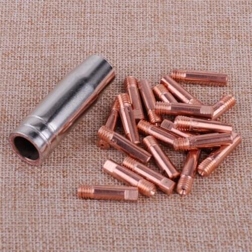 LETAOSK High Quality 21pcs MB-15AK MIG/MAG Welding Torch Contact Tip 0.9 x 24mm Gas Nozzle Shroud Kit