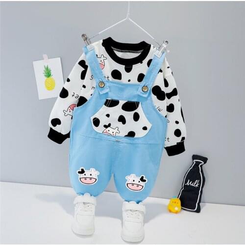 LISUNNY 2021 Spring Baby Boys Girls Clothing Sets Cartoon T Shirt Overalls Toddler Infant Children Kids Casual Clothes