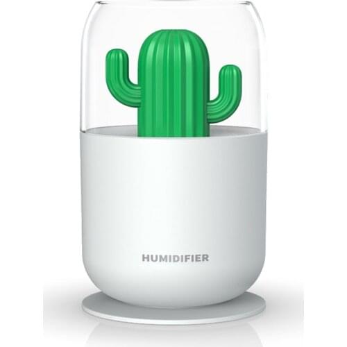 300ml Mini Humidifier USB Cool Mist Portable Cactus Humidifier with Night Light Quiet Auto Shut-Off for Bedroom Office Car