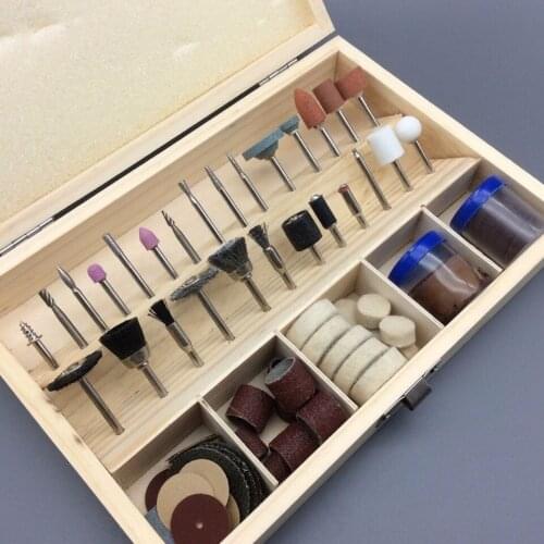 100pcs/set Electric Tools Wooden Box Accessory Kit 3mm Shaft Drilling Sawing Grinding Sharping Polishing Dremel Accessories