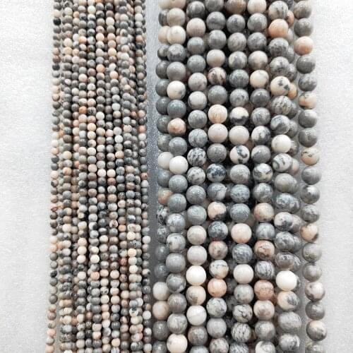 Natural Pink Zebra Beads Semi-precious Pink Zebra Beads 4-10mm Jewelry Necklace DIY Bracelet Accessories 39cm