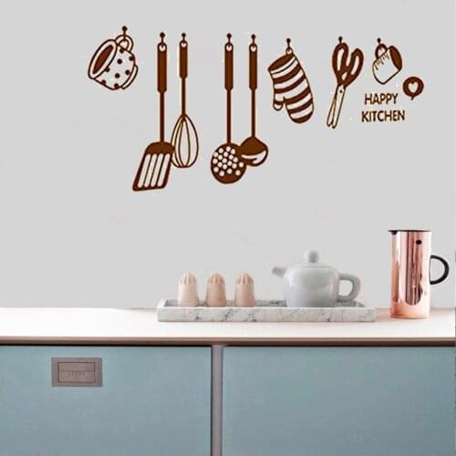 New Design Happy Kitchen Wall Decal Wateriproof Removable Vinyl Home Decor Wall Stickers ov281