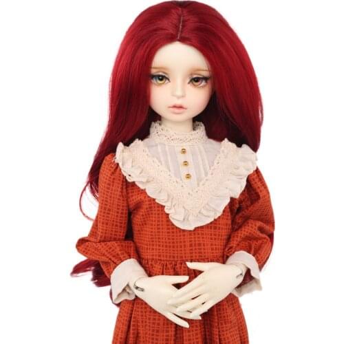 New Style 1/3 1/4 1/6 1/8 Bjd Wig High Temperature Red Wine Wavy Wire SD For Fiber Hair Wig