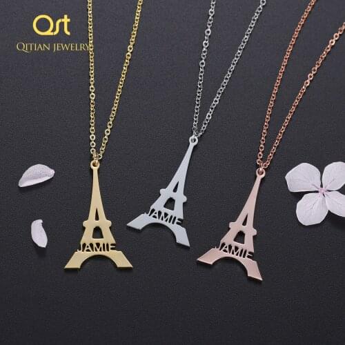 Eiffel Tower Necklace - Personalized Eiffel Tower Necklace - Initial Necklace - Paris Jewelry - Silver - Paris Gifts Custom name