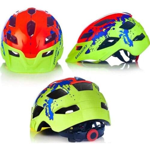 EXCLUSKY Kids Cycling Helmet Red Road Bike Mtb Bicycle Helmet Size 50~57cm for 5~13 Years Child Safety Sport Cap D