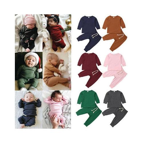 New Fashion Infant Baby Boy Girl Pajamas Pjs Set Sleepwear Nightwear Long Sleeve Clothes Outfit