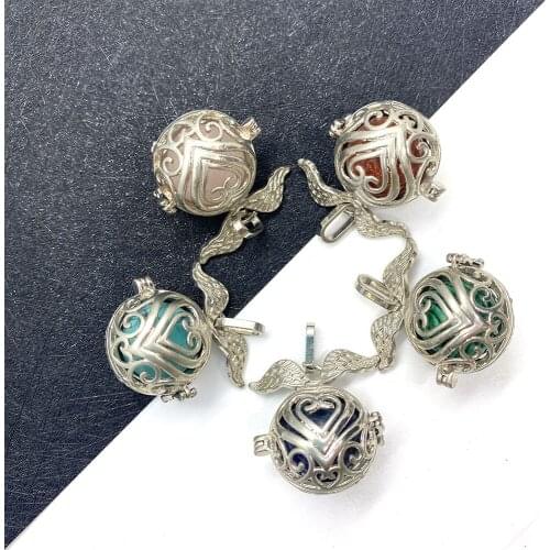 Zinc Alloy Hollow Pendant Natural Stone Malachite Agate Opal Angel Wing Pendant Used for jewelry making DIY necklace accessories