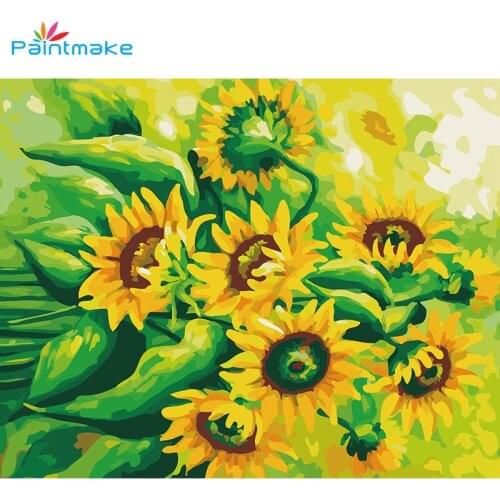 Paintmake Sunflower DIY Paint By Numbers Oil Painting On Canvas flower Home Wall Art Decoration Painting For Kids Adult