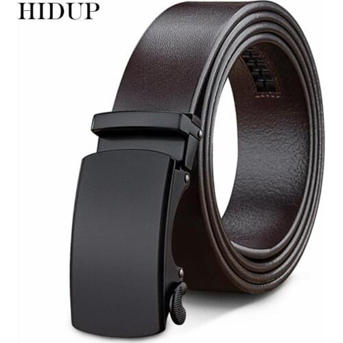 HIDUP Famous Name Designers Top Quality Pure Solid Cow Cowhide Leather Ratchet Belts Formal Styles Automatic Belt for Men NWJ646