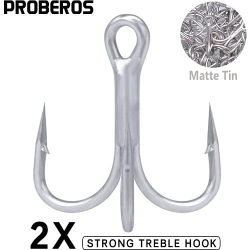 PROBEROS Fishing Hooks 50Pcs/lot Matte Tin Treble Hooks 8#-2/0# High-Carbon Steel Fishhook Saltwater Fishhooks