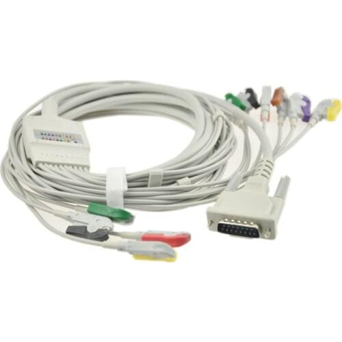 Compatible EKG electrocardiograph Schiller 12 lead one piece EKG cable with leadwires, Grabber type,IEC