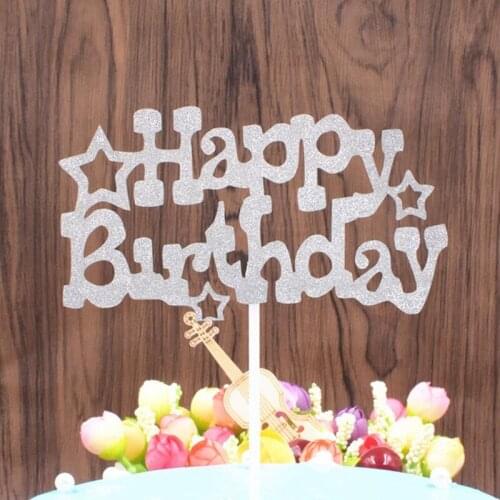 1 Pcs Letter Happy Birthday Cake Decoration Card Cupcake Cake Flags Double Stick For Family Birthday Party Baking Decoration
