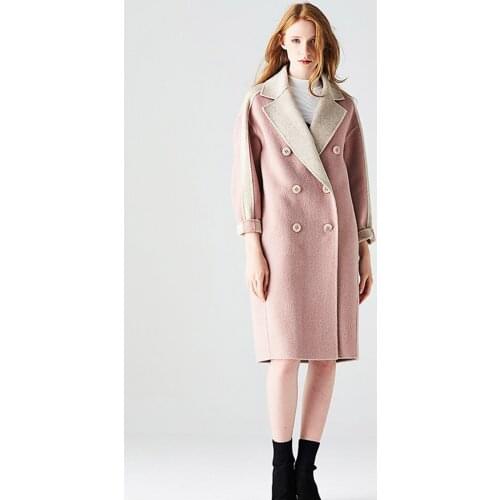 High Quality Woolen Coat Women 2019 Autumn Winter New Double-sided Cashmere Jacket Double Breasted Solid Color Long Woolen Coats
