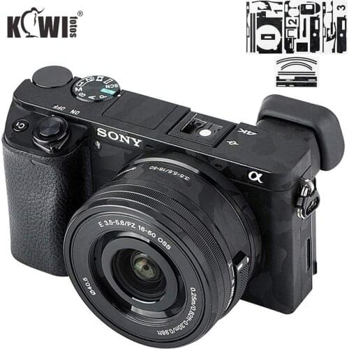 Kiwi Anti-Scratch Camera Body Skin Cover Protector Film for Sony Alpha A6500 + SELP1650 16-50mm Lens - 3M Sticker/Shadow Black