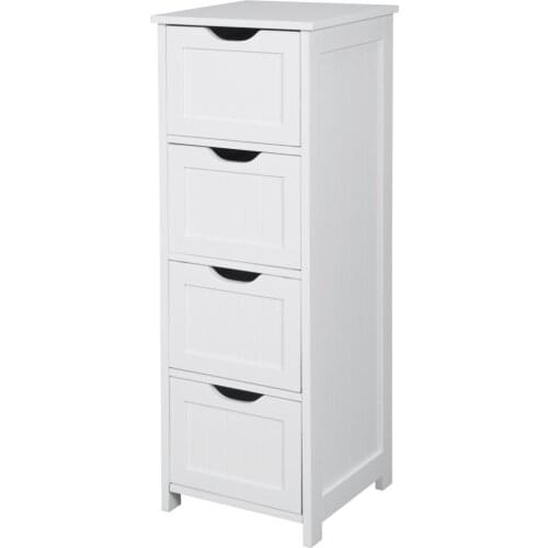 1PC White Floor Standing Vanity Dresser Buffet Storage Cabinet with 4 Drawers Multipurpose Cabinet Bathroom Shelf Organization