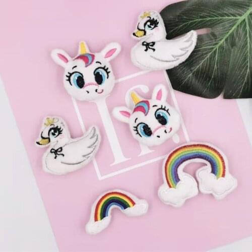 10Pcs/lot cute cartoon Rainbow Horse for hair clip accessories, plush rainbow appliques for baby sock accessories