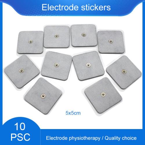 10 Pcs Nerve Stimulator Electrode Pads Conductive Electrodes Pads Use For TENS/EMS Unit Size 5cm*5cm With Button 3.5mm