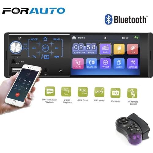 1Din Support Rearview Camera Car MP5 Player Steering Wheel Control Bluetooth 4.1 Inch Touch Screen Auto FM Stereo Audio Radio